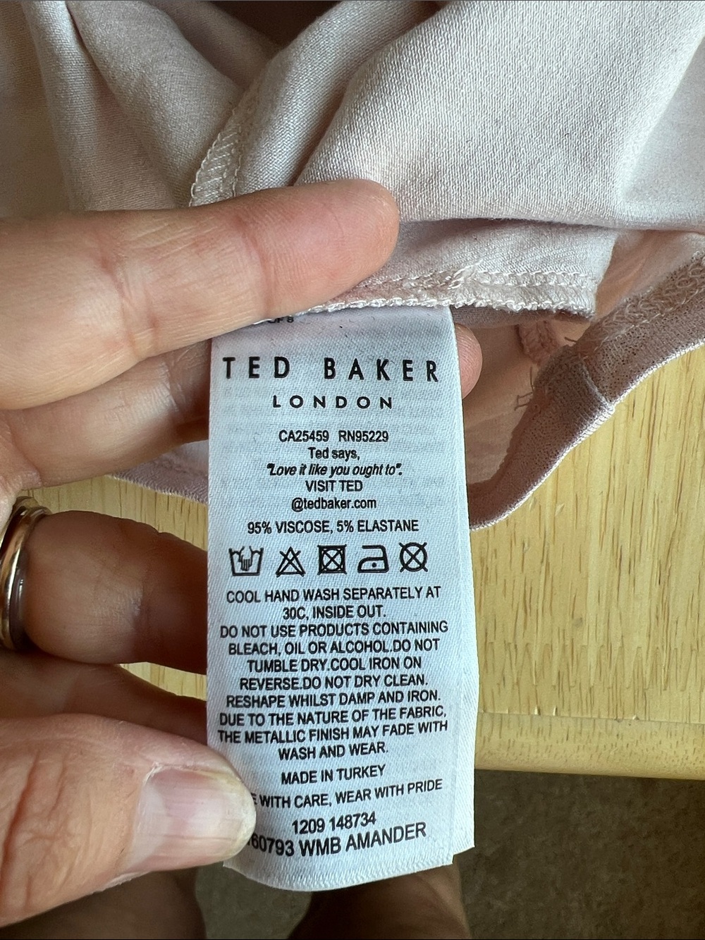 Ted Baker Pink Shimmer Fitted T-shirt - Picture 6 of 6